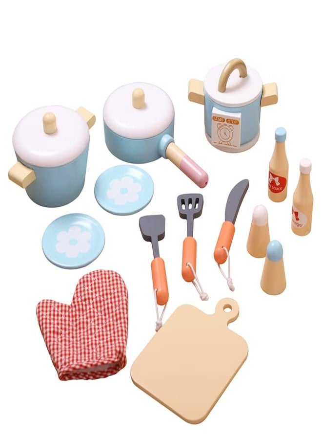 Oncarnival 14 Pcs Children's Kitchen Utensils and Appliances Accs Interactive Family Activity Toy Kitchenware Pot Chopping Board Kids Game - Image 1